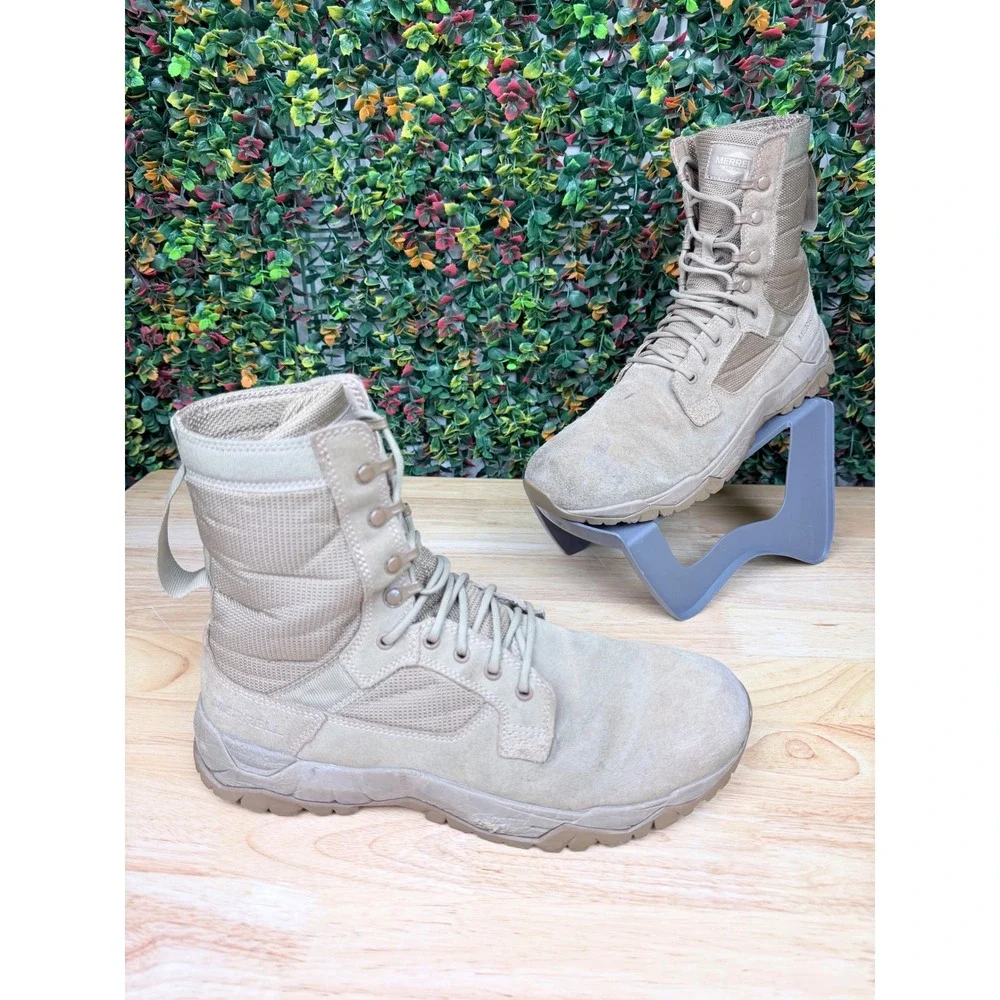Merrell Moab 2 8 Inch Tactical Waterproof Boots Coyote Tan Mens 10.5 J099375